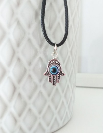 Colar com Hamsá com Olho Turco (prateado)