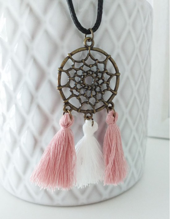 Colar com Caça-Sonhos (cor de bronze)