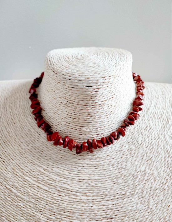 Colar Chips - Jaspe Vermelho