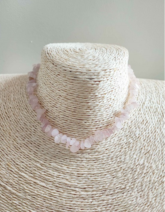 Colar Chips - Quartzo Rosa