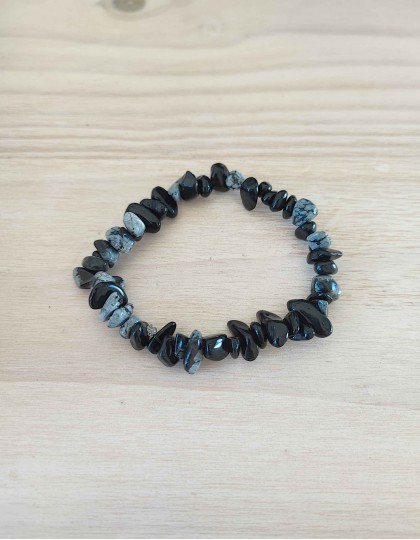 Pulseira Chips - Obsidiana Floco de Neve