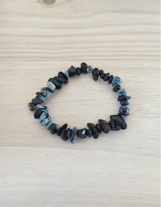 Pulseira Chips - Obsidiana Floco de Neve