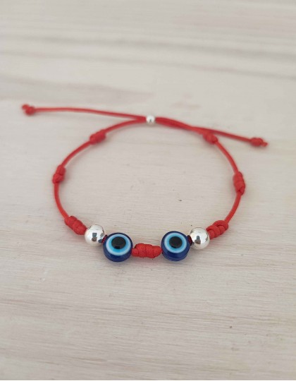 Pulseira dos 7 Nós (Vermelho) - Olho Turco