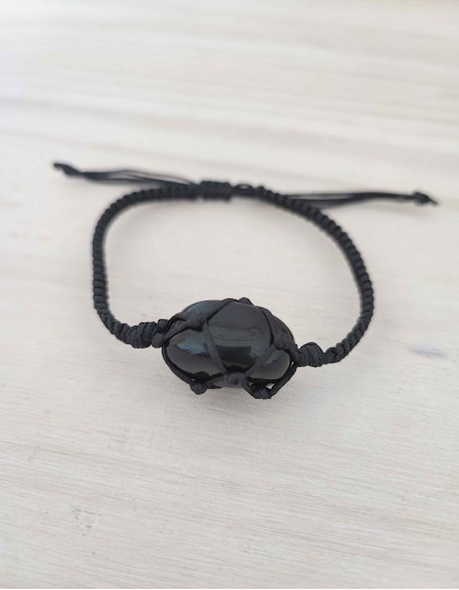 Pulseira de Rede - Obsidiana Preta