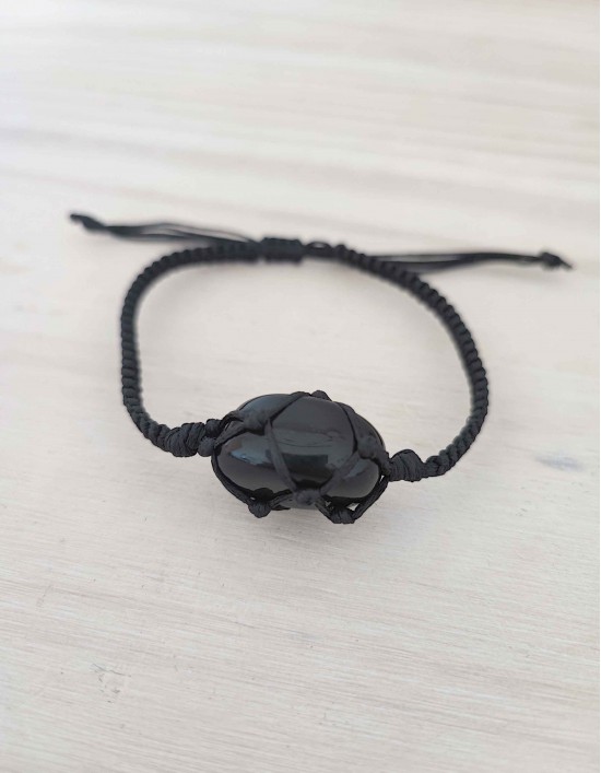 Pulseira de Rede - Obsidiana Preta