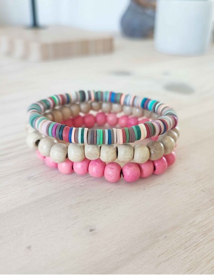 Pulseira Boho em Sândalo e Polímero