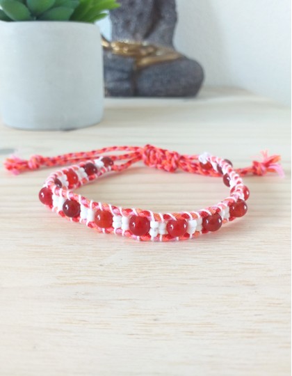 Pulseira Boho com Missangas e Vidro