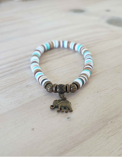 Pulseira Boho em Polímero com Elefante Sagrado