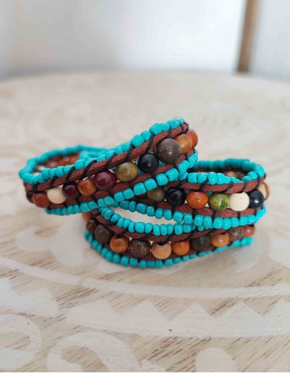 Pulseira Boho Colorida de 3 Voltas