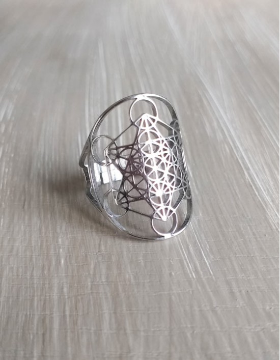 Anel em Aço - Cubo de Metatron