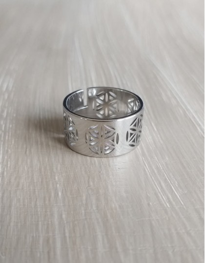 Anel em Aço - Flor da Vida