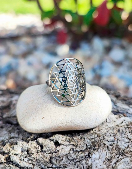 Anel em Aço - Sri Yantra