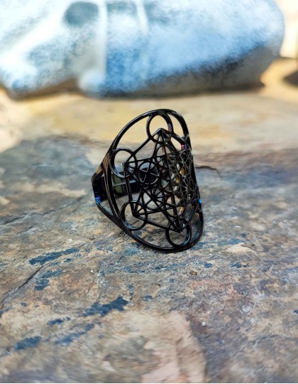 Anel em Aço - Cubo de Metatron