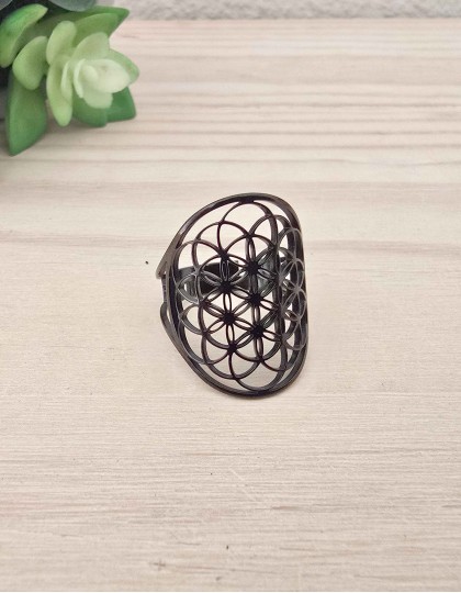 Anel em Aço - Flor da Vida