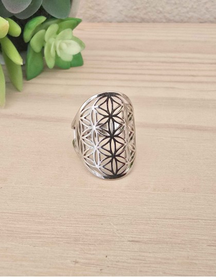 Anel em Aço - Flor da Vida