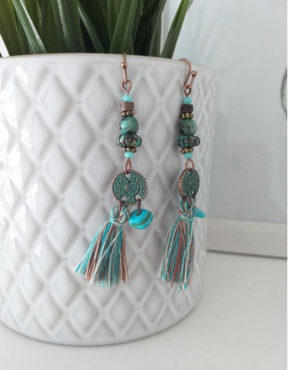 Brincos Boho - Turquesa