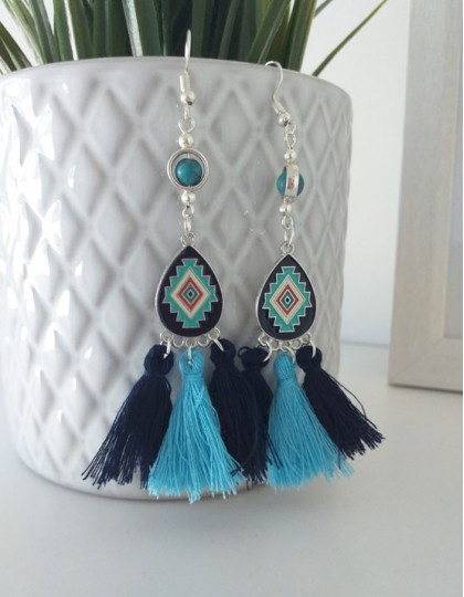 Brincos Boho - Turquesa