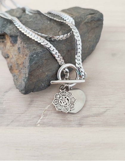 Colar em Aço - Om Mani Padme Hum