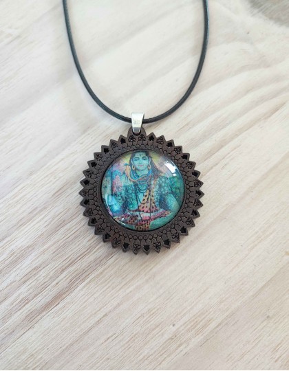 Colar de Madeira com Shiva