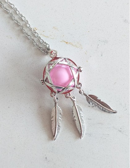 Chamador de Anjos com Caça-Sonhos - esfera rosa (ref.: CA130)