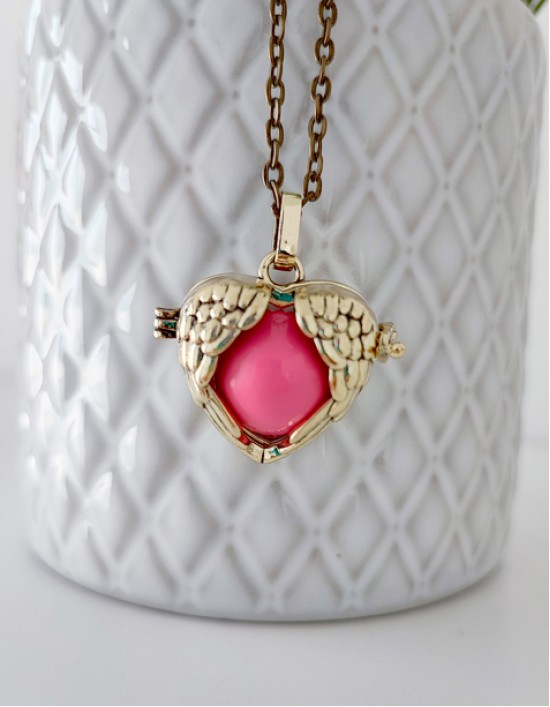Chamador de Anjos em Coração com Asas - esfera rosa (ref.: CA216)