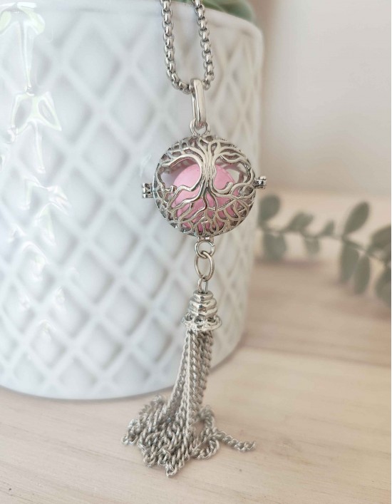 Chamador de Anjos com Árvore da Vida - esfera rosa (ref.: CA245)