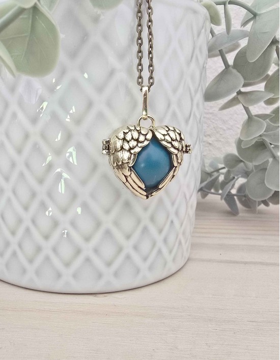 Chamador de Anjos em Coração com Asas - esfera turquesa (ref.: CA263)