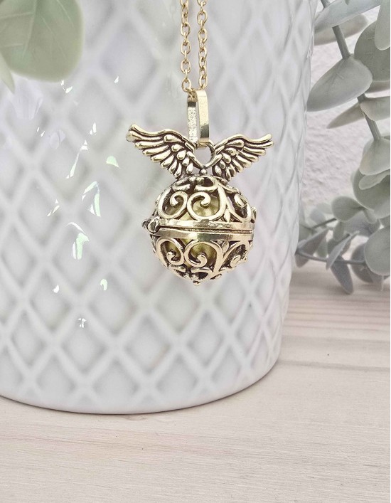 Chamador de Anjos com Asas - esfera dourada (ref.: CA264)