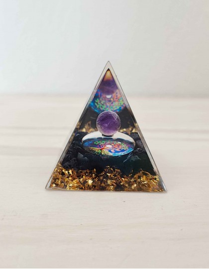 Pirâmide de Orgonite - Ametista (5cm)