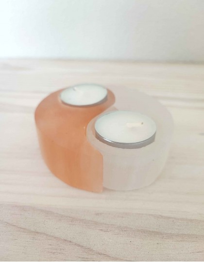 Porta-Velas de Selenite - Yin Yang
