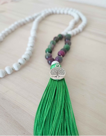 Japamala de Sândalo e Turmalina Melancia com Árvore da Vida (ref.: 108658)