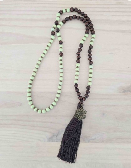 Japamala de Sândalo e Nogueira com Flor de Lótus (ref.: 108710)