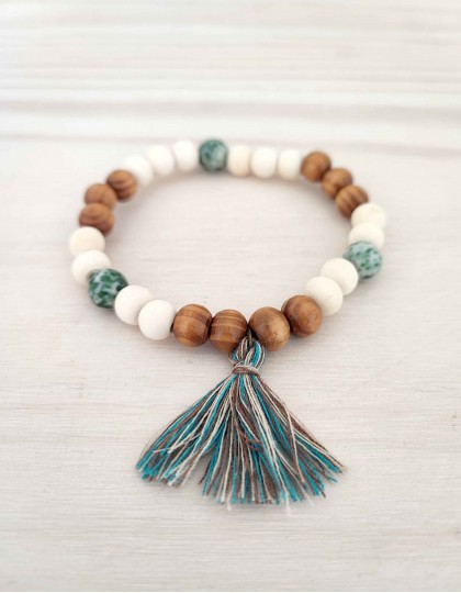 Japamala "Estabilização" em Pinho, Tulsi e Ágata de Musgo (ref.: JPP504)