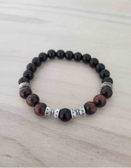 Japamala de Ágata Preta e Olho de Boi (ref.: JPP548)