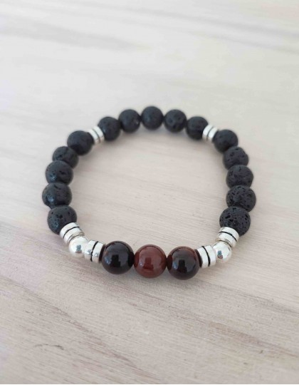 Japamala de Pedra Lava e Olho de Boi (ref.: JPP555)