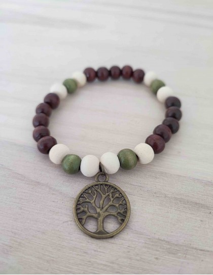 Japamala de Pau Rosa, Tulsi e Sândalo com Árvore da Vida (ref.: JPP557)