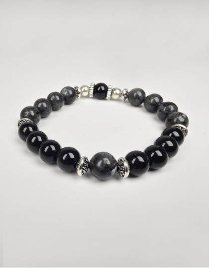 Japamala de Obsidiana Preta e Labradorite (ref.: JPP658)