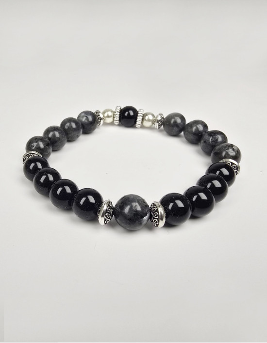 Japamala de Obsidiana Preta e Labradorite (ref.: JPP658)